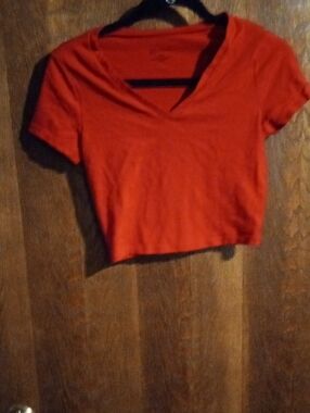 No Boundaries Red V-Neck Crop Top